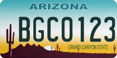 AZ license plate BGC0123