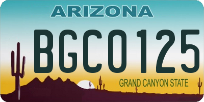AZ license plate BGC0125