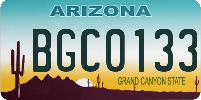 AZ license plate BGC0133