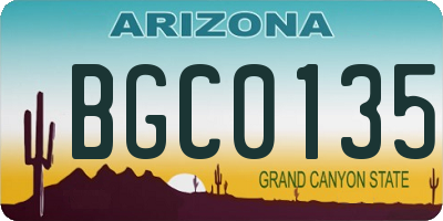 AZ license plate BGC0135