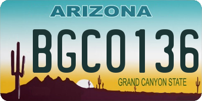AZ license plate BGC0136