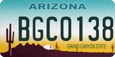AZ license plate BGC0138