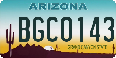 AZ license plate BGC0143