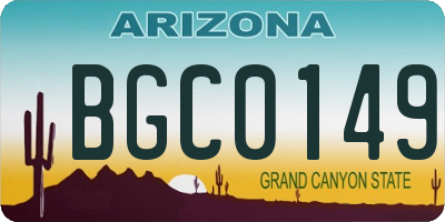 AZ license plate BGC0149