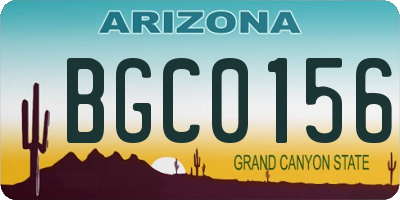 AZ license plate BGC0156