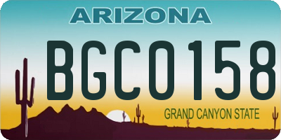 AZ license plate BGC0158