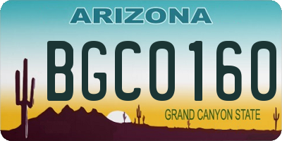 AZ license plate BGC0160