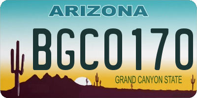 AZ license plate BGC0170