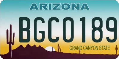 AZ license plate BGC0189