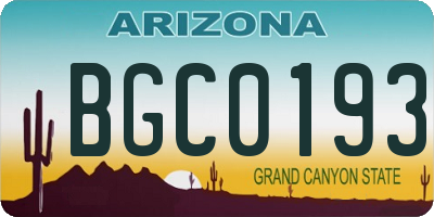 AZ license plate BGC0193