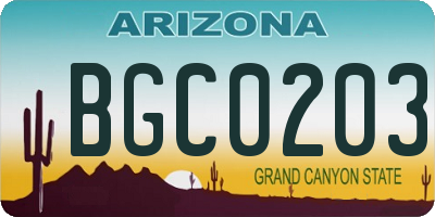AZ license plate BGC0203