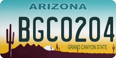 AZ license plate BGC0204