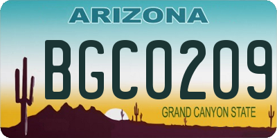 AZ license plate BGC0209