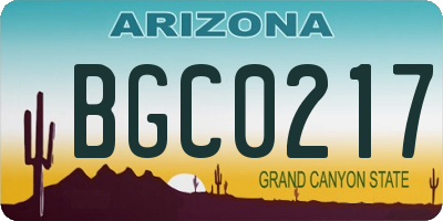 AZ license plate BGC0217