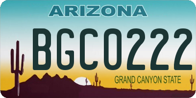 AZ license plate BGC0222
