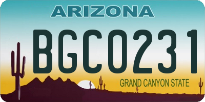AZ license plate BGC0231