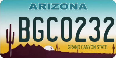 AZ license plate BGC0232