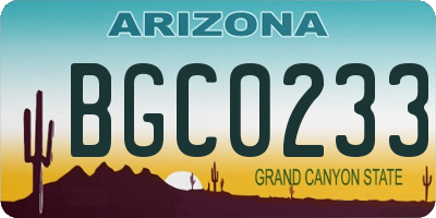 AZ license plate BGC0233