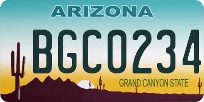 AZ license plate BGC0234
