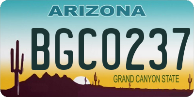 AZ license plate BGC0237