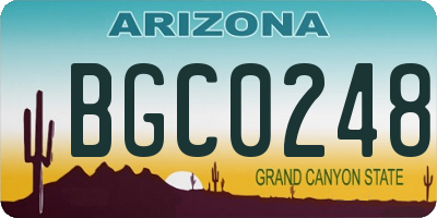 AZ license plate BGC0248