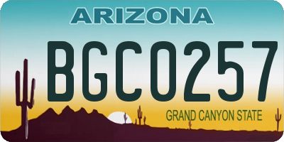 AZ license plate BGC0257