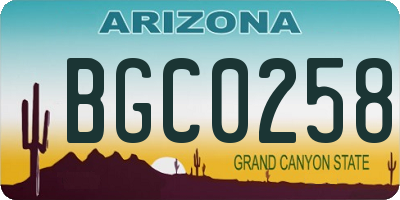 AZ license plate BGC0258