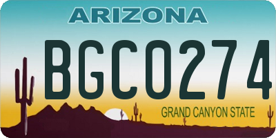 AZ license plate BGC0274