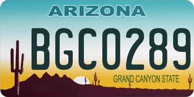 AZ license plate BGC0289