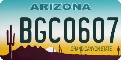 AZ license plate BGC0607