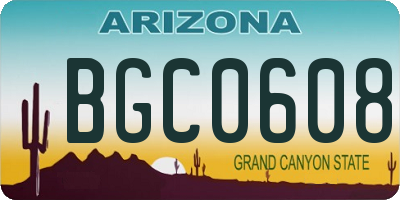 AZ license plate BGC0608