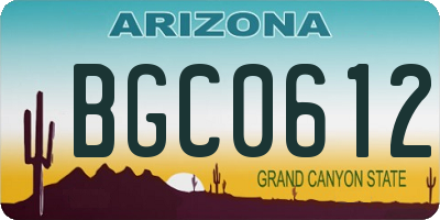 AZ license plate BGC0612