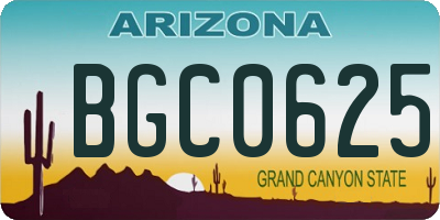 AZ license plate BGC0625