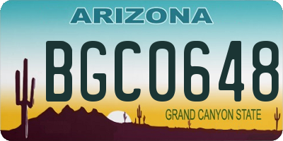 AZ license plate BGC0648