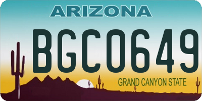 AZ license plate BGC0649