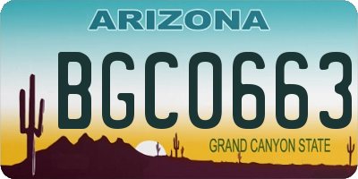 AZ license plate BGC0663