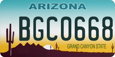 AZ license plate BGC0668