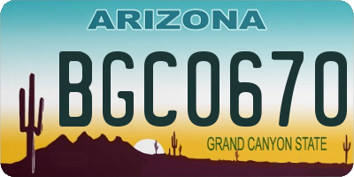 AZ license plate BGC0670