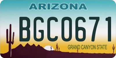 AZ license plate BGC0671