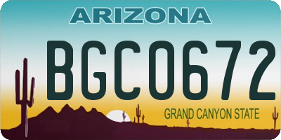 AZ license plate BGC0672