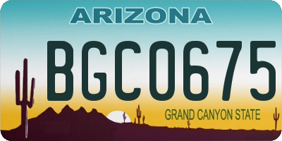 AZ license plate BGC0675