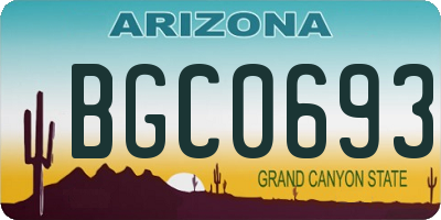 AZ license plate BGC0693