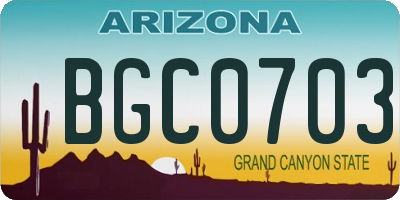 AZ license plate BGC0703