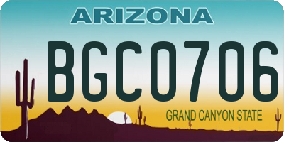 AZ license plate BGC0706