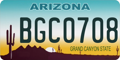 AZ license plate BGC0708