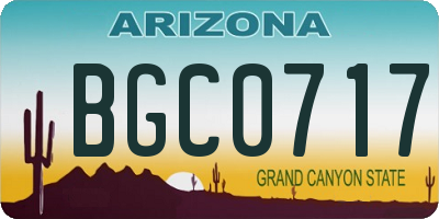 AZ license plate BGC0717