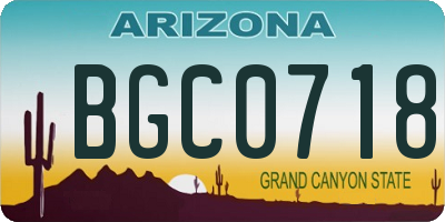 AZ license plate BGC0718