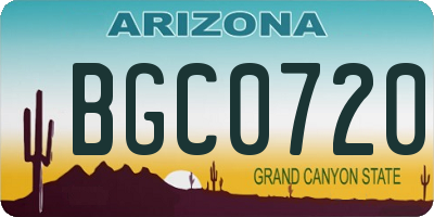 AZ license plate BGC0720