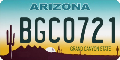 AZ license plate BGC0721
