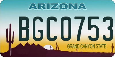 AZ license plate BGC0753
